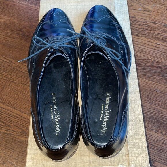 Johnston &‎ Murphy Corvino black leather oxford lace up dress shoes main image 7